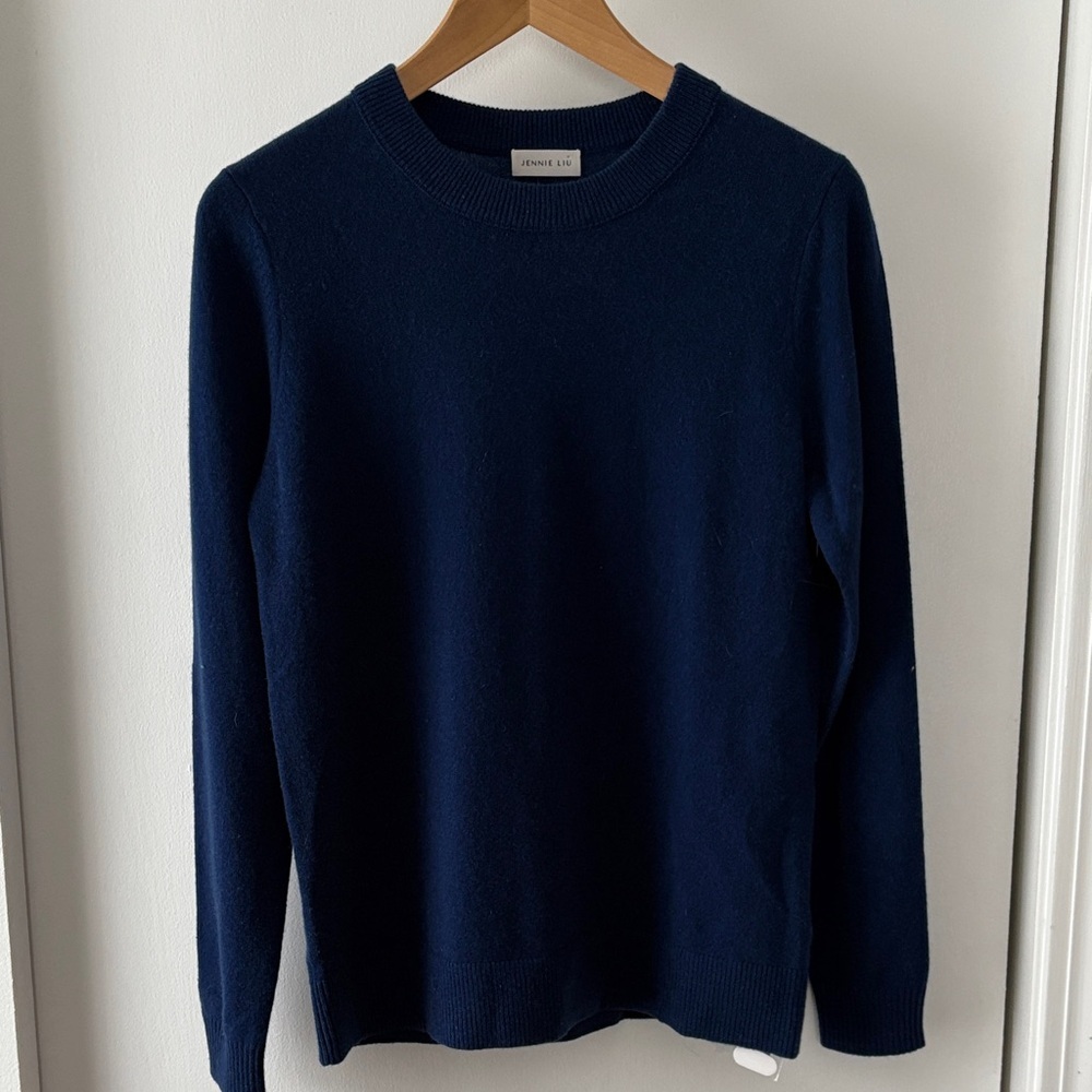 Jennie Liu Blue Cashmere Crewneck Sweater M